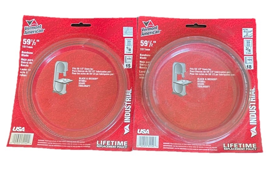2 VERMONT AMERICAN Industrial Bandsaw Blades 59-1/2” | 1/8″ & 3/8” | 31142/31152