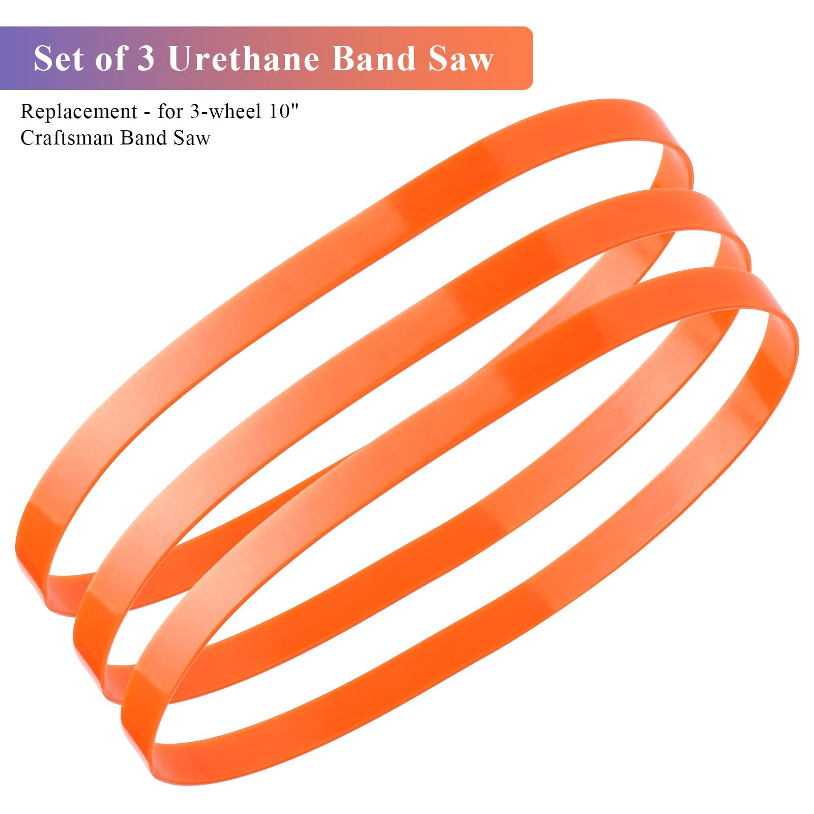 Urethane Band Saw Tires 6″ Inch x 3/8″ x.095″ FOR 3-wheel 10″ Orange