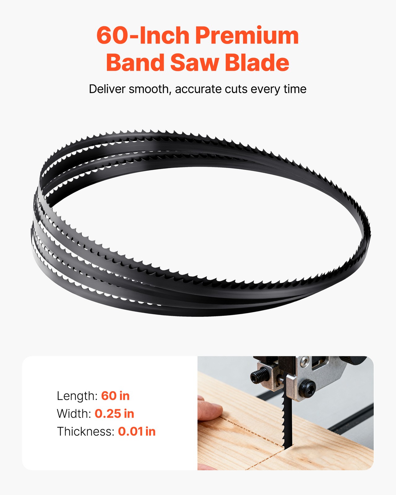 VEVOR Bandsaw Blade 60 Inch 6 TPI Blade Replacement for Major Band Saw Brands