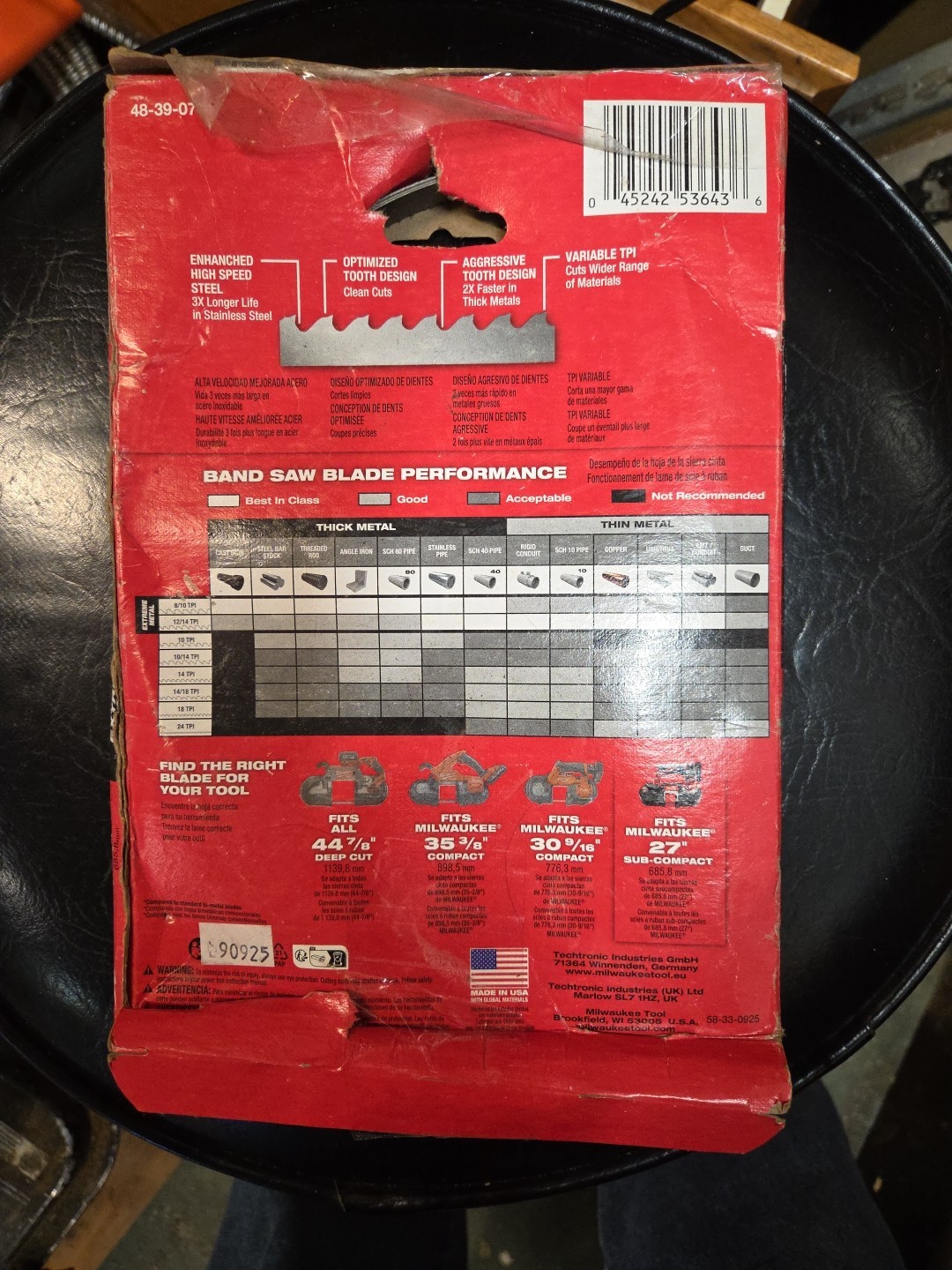 Milwaukee 48-39-0711 27″ 12/14 TPI Extreme Thin Metal Bandsaw Blades 3-Pk USA
