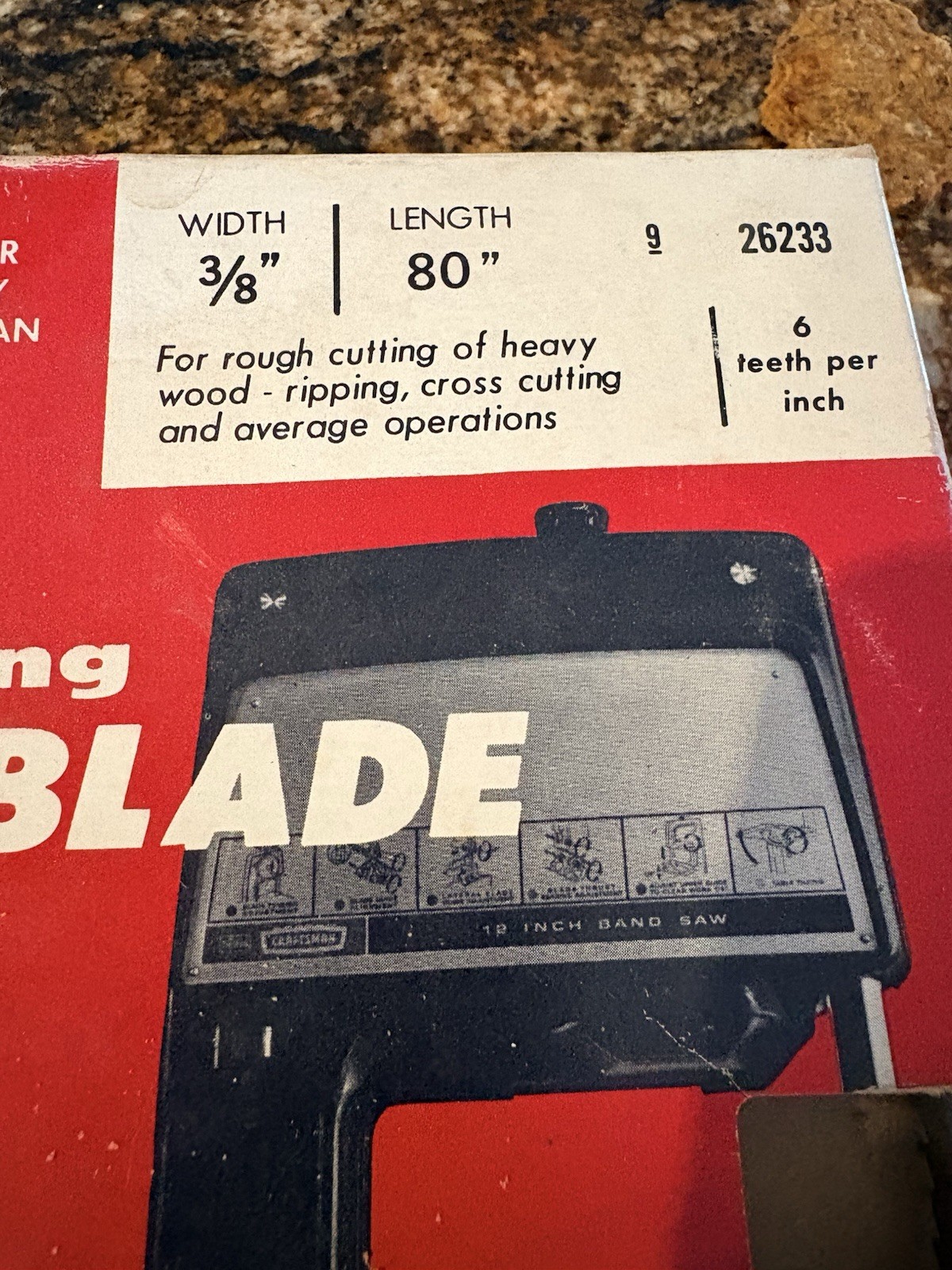 Craftsman 26233 3/8″ x 80″ Wood Cutting Band Saw Blade New Old Stock Made n USA