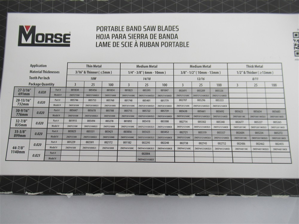 MK Morse ZWEP441418MC Portable Band Saw Blade 14/18 TPI, 44-7/8″, 3pk