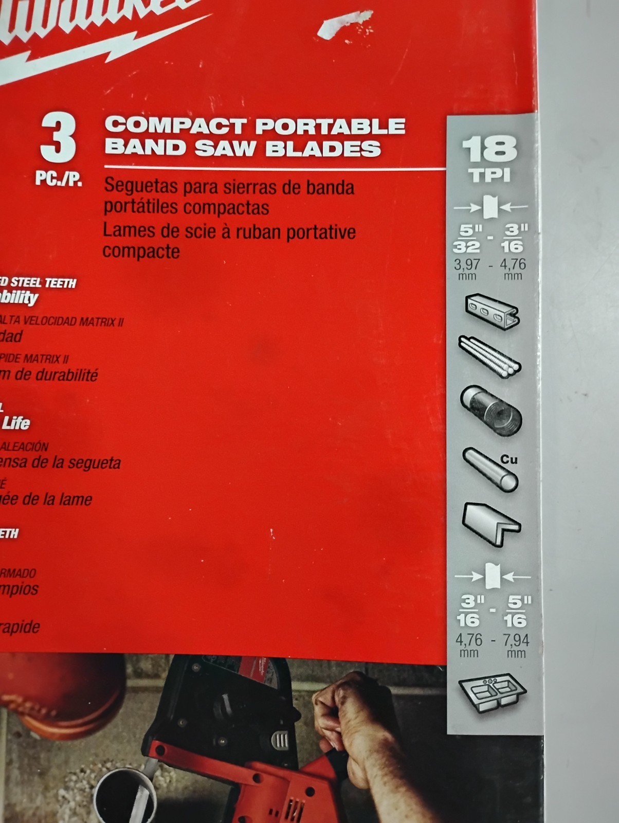 Milwaukee Compact Band Saw Blades – 18 TPI, 35-3/8 in., 3-Pack (48-39-0529)