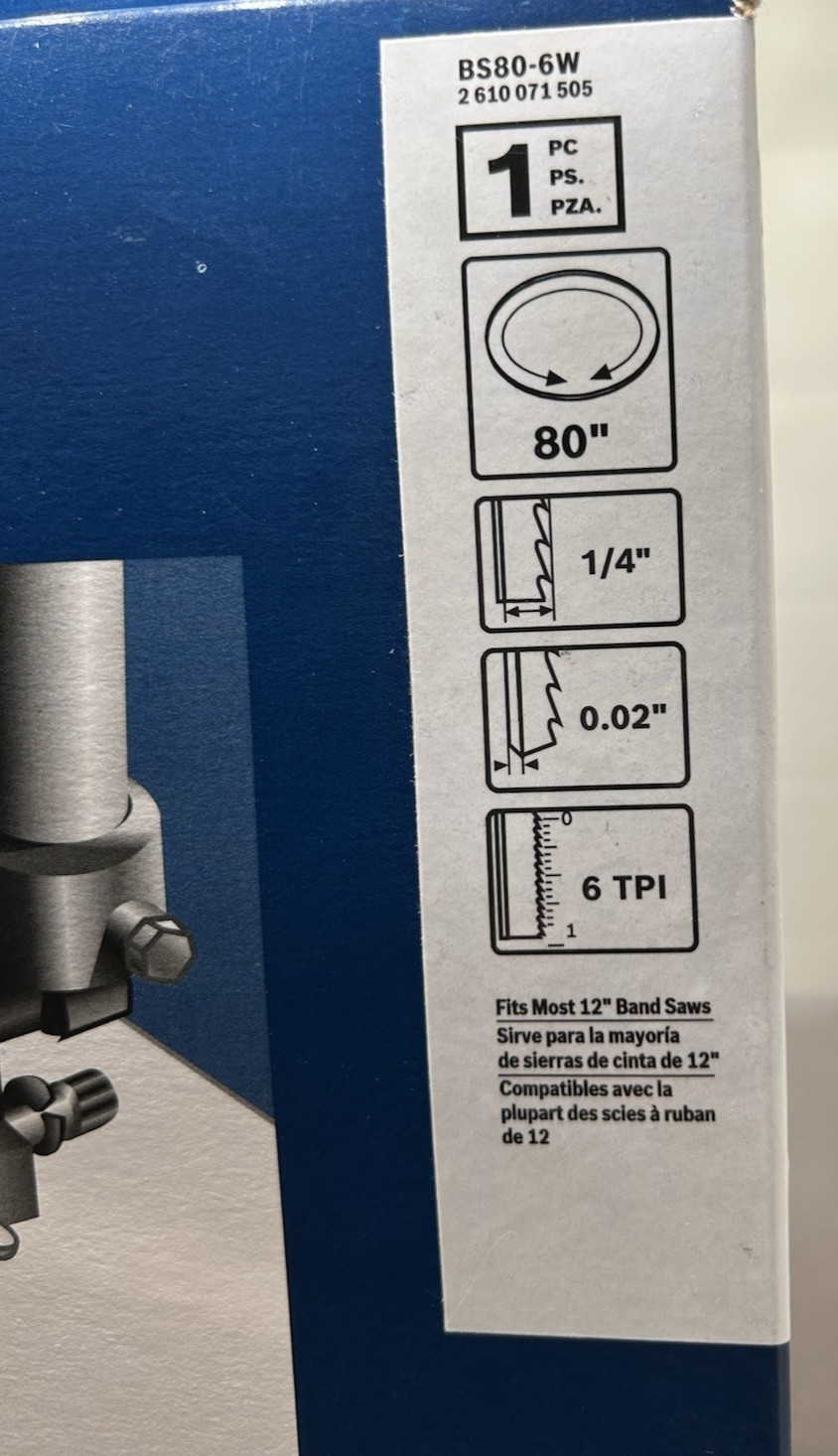 Bosch BS80-6W 80″ Bandsaw Blade 1/4″ width .020″ Gauge 6 TPI Fits Most 12″ Saws