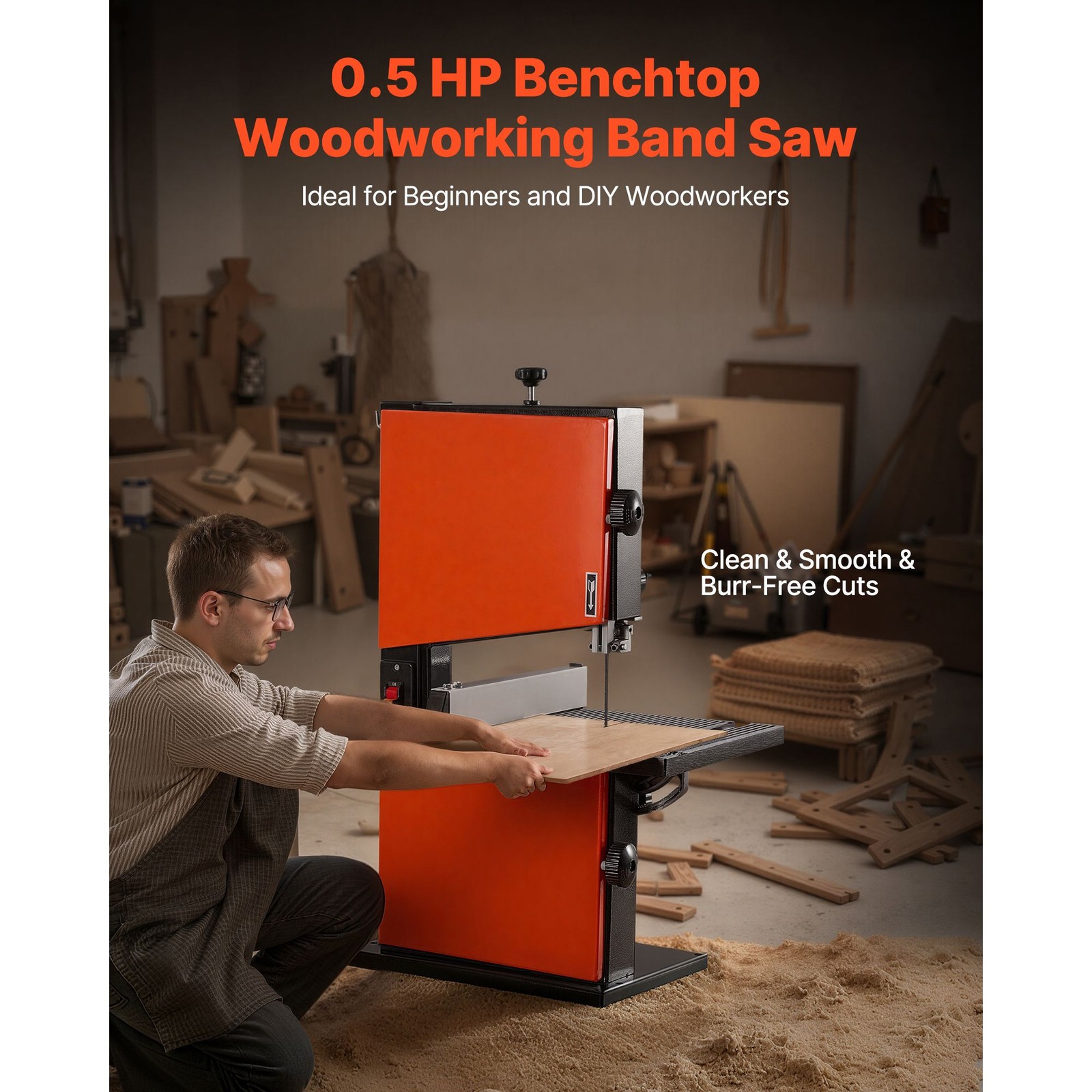 9 – Inch Woodworking Benchtop Band Saw, 1/ 2 HP, 3.5″ Cut Height, 11.8×11.8″