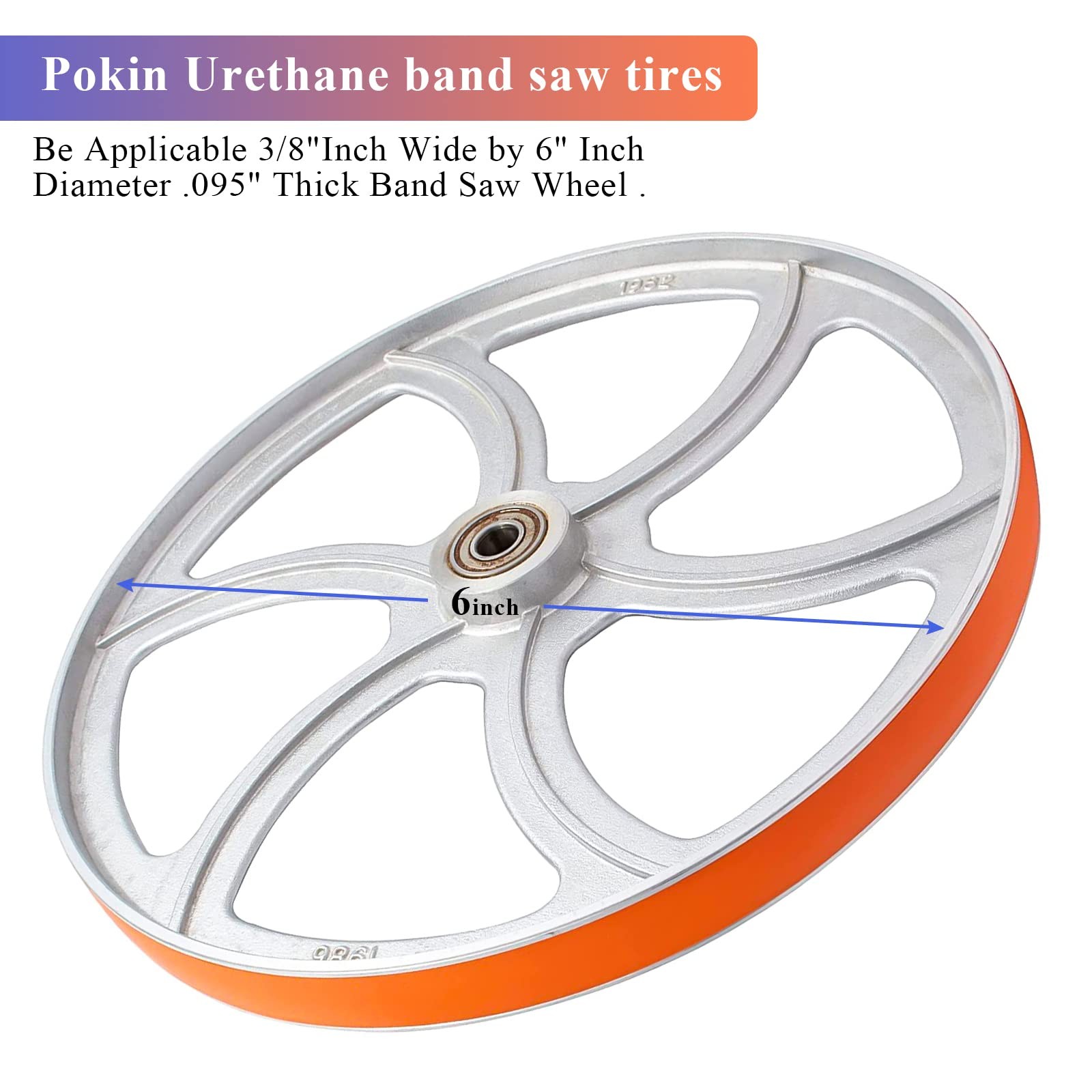 Urethane Band Saw Tires 6″ Inch x 3/8″ x.095″ FOR 3-wheel 10″ Orange
