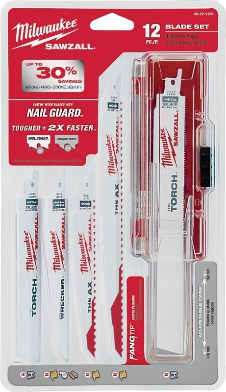 Milwaukee 49-22-1129 Reciprocating Saw Blade Set, 12-Piece, Bi-Metal, White