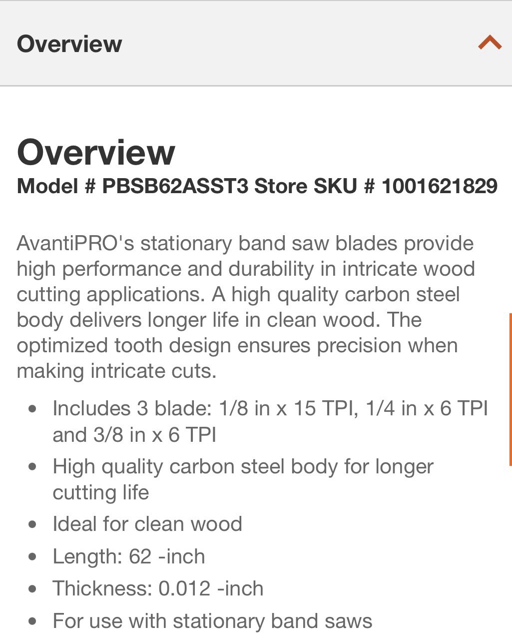 AvantiPro PBSB62ASST3 AvantiPRO Stationary Band Saw Blade Set (3-Piece)