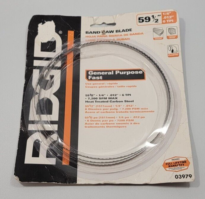 RIDGID Band Saw Blade 59 1/2″ – 1/4″~.012″ 6 TPI General Purpose