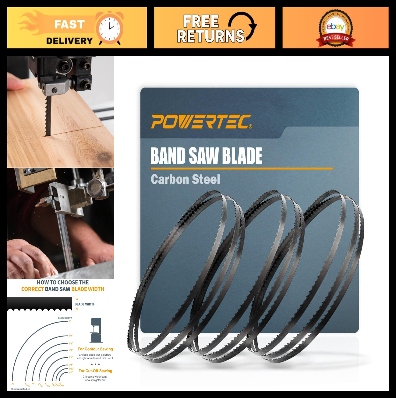 Woodworking Bandsaw Blades Assortment 56-1/8″ for Delta, Pro-Tech, Ohio Forge –