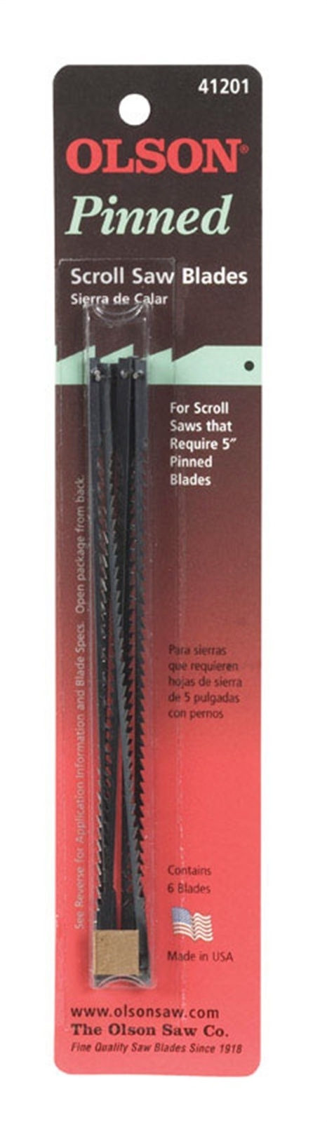Olson 41201 5 in. 10 TPI Steel Pin End Scroll Saw Blades for Wood and Plastic