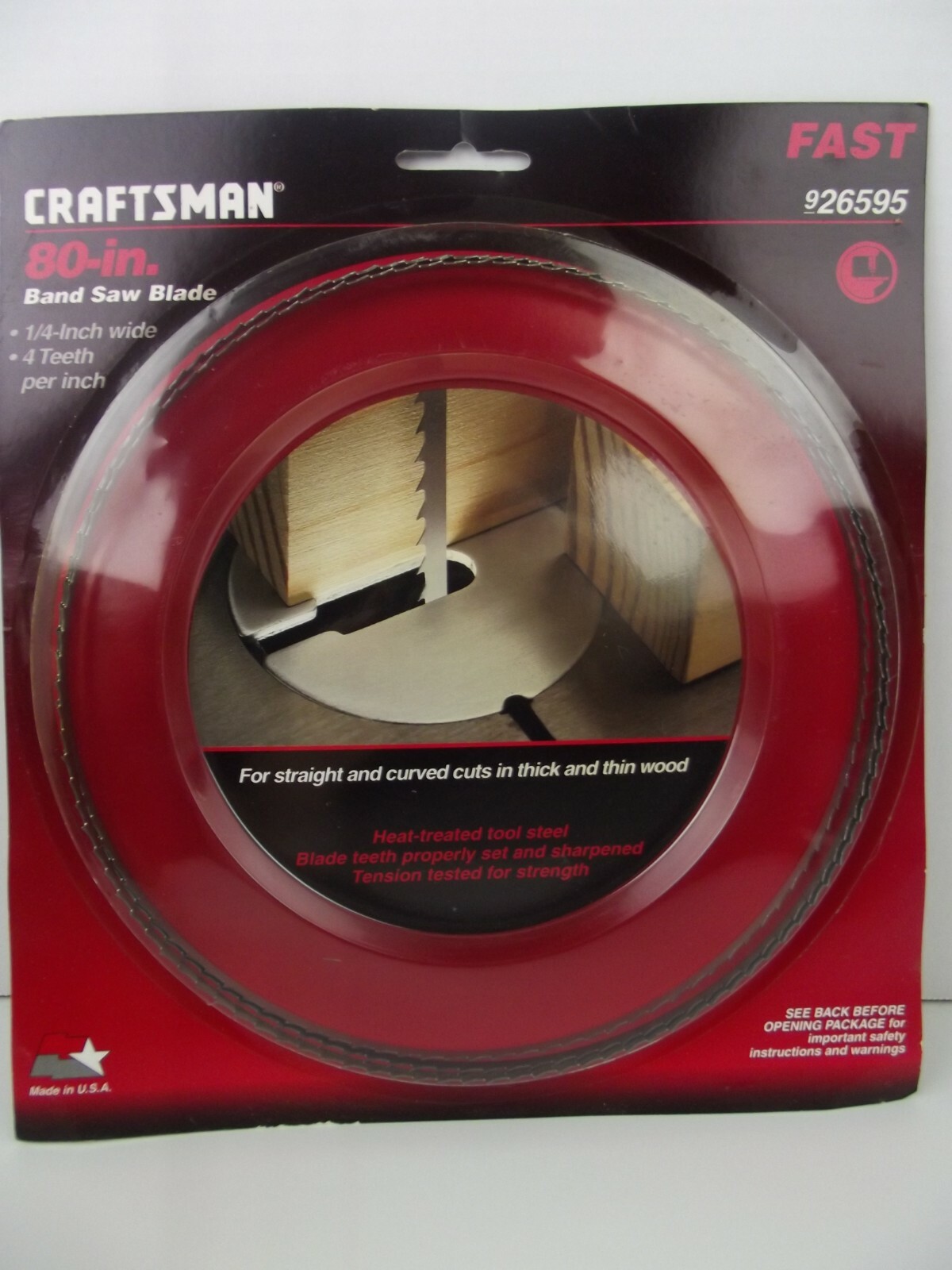 Craftsman Band Saw blade 80″ inches x 1/4″ inch 4 teeth per Inch Made in USA