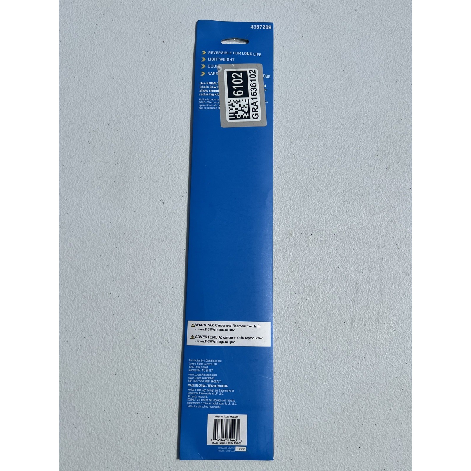 KOBALT 40V MAX 14-inch Replacement Chainsaw Bar 4357209 KSGA 1040-03