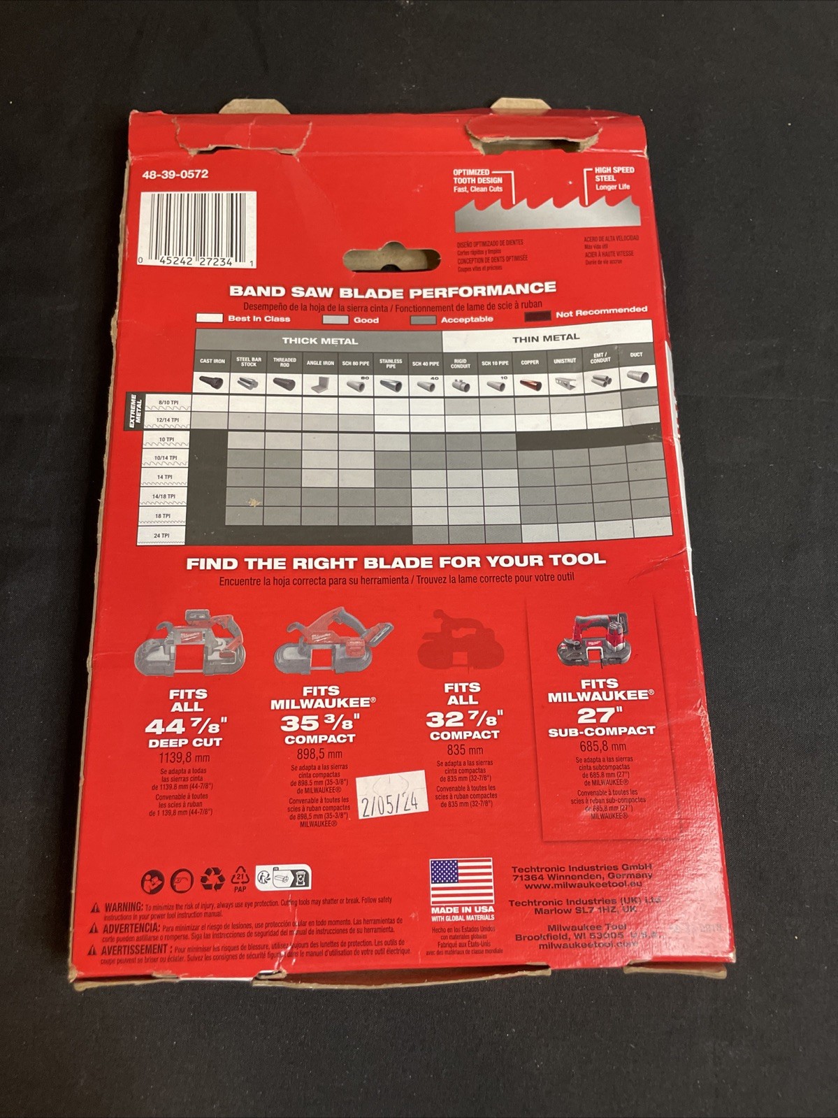 Milwaukee 48-39-0572 27″ 18 TPI Sub Compact Steel Band Saw Blade (3 Pack)