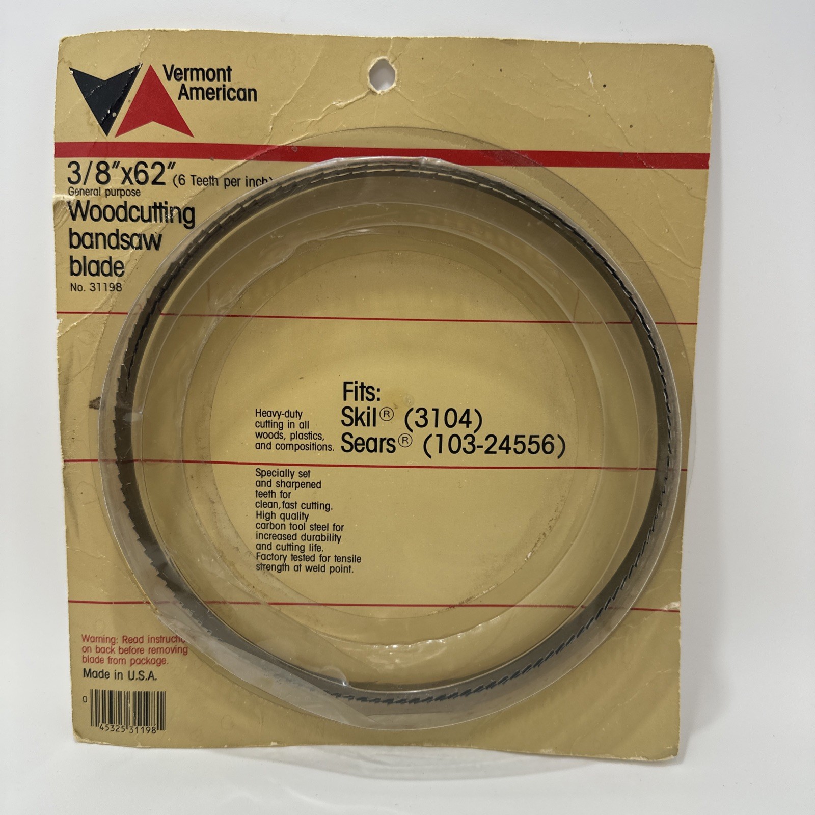 Vermont American 3/8”x62” Bandsaw Blade 6 TPI Woodworking Band Saw New Old Stock