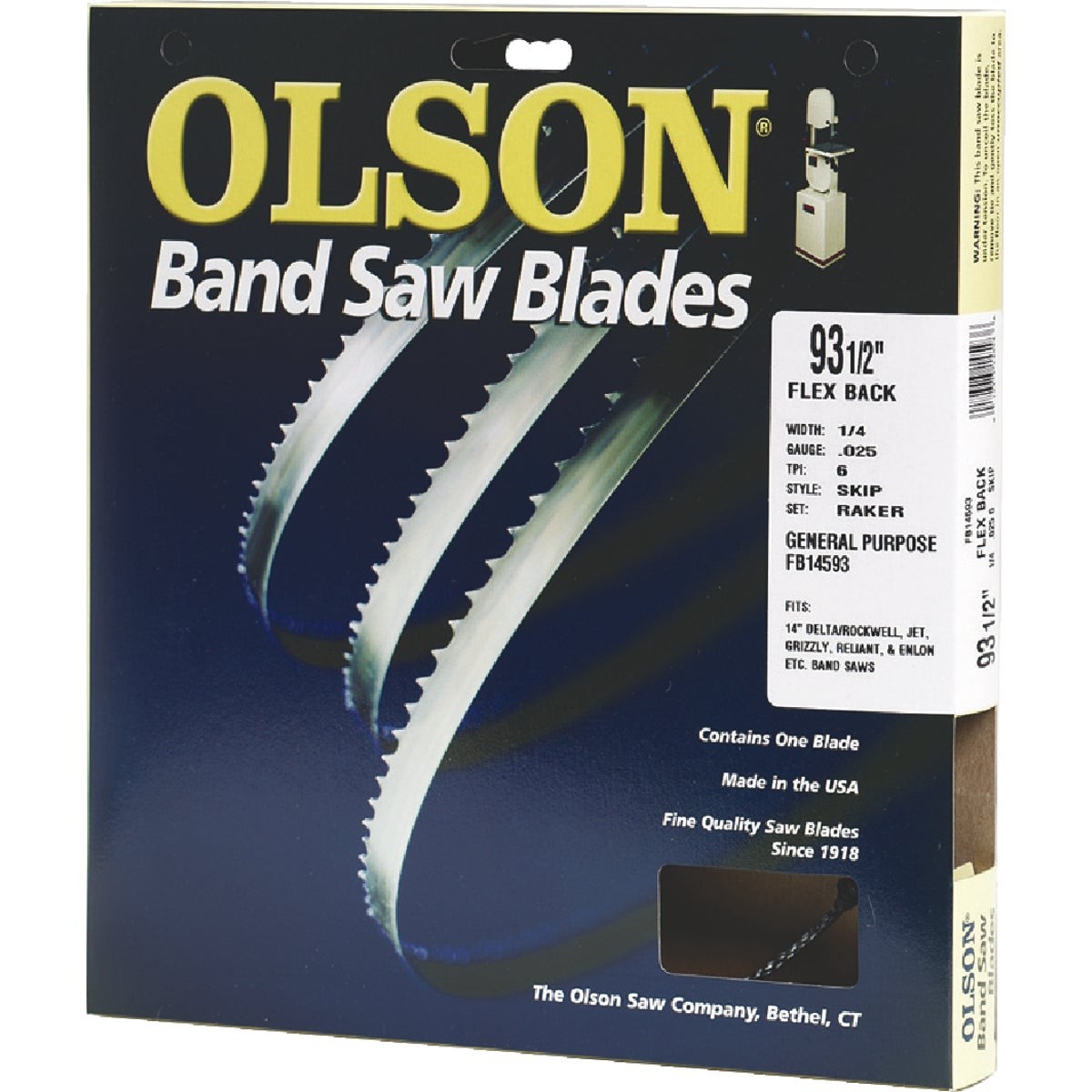 Olson 93-1/2 In. x 1/8 In. 14 TPI Regular Flex Back Band Saw Blade FB08593DB