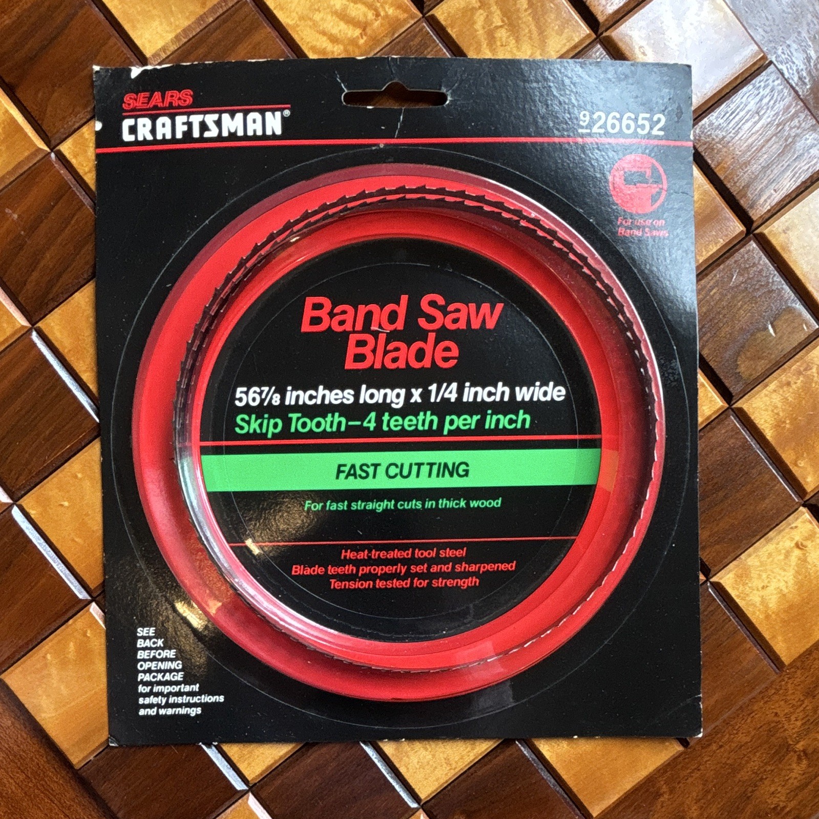Sears Craftsman 926652 Band Saw Blade 56-7/8in x 1/4in 4 TPI Skip Tooth, 2 pk