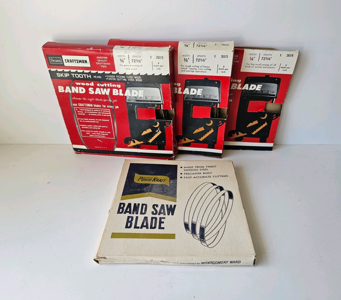 Lot of 4 Craftsman 71 3/4″& 72 5/8″ Bandsaw Blades Wood Cutting Made in USA