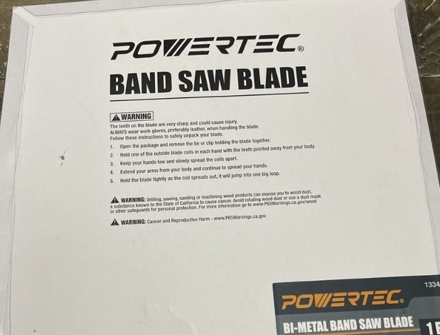 POWERTEC Band Saw Blade 93-1/2″ x 1/4″ x 6 TPI High Carbon Steel 13112