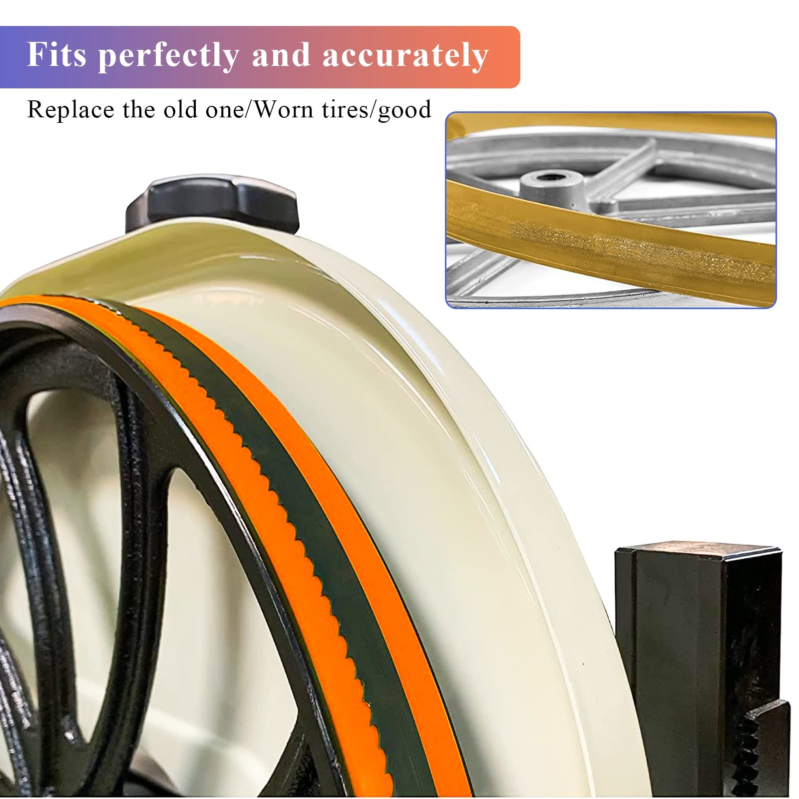 Urethane Band Saw Tires 6″ Inch x 3/8″ x.095″ FOR 3-wheel 10″ Orange