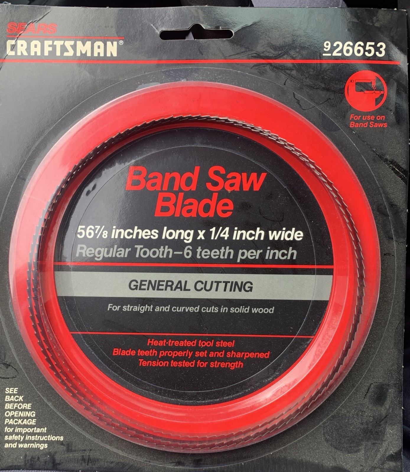 Sears Craftsman 926653 Band Saw Blade 56 7/8″ 1/4 Wide 6 TPI Straight Curved