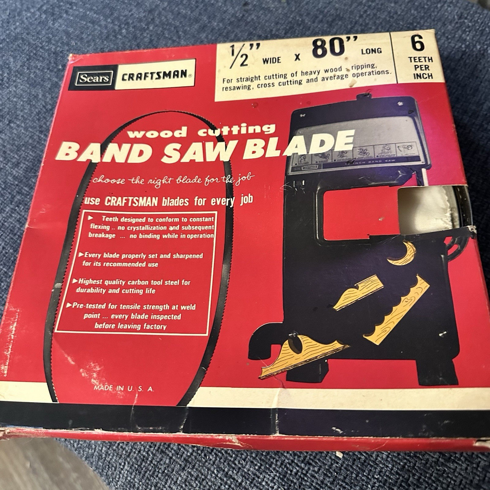2 Sears Craftsman Wood Cutting Band Saw Blade 1/2 Wide x 80 Long 6 Teeth Per In