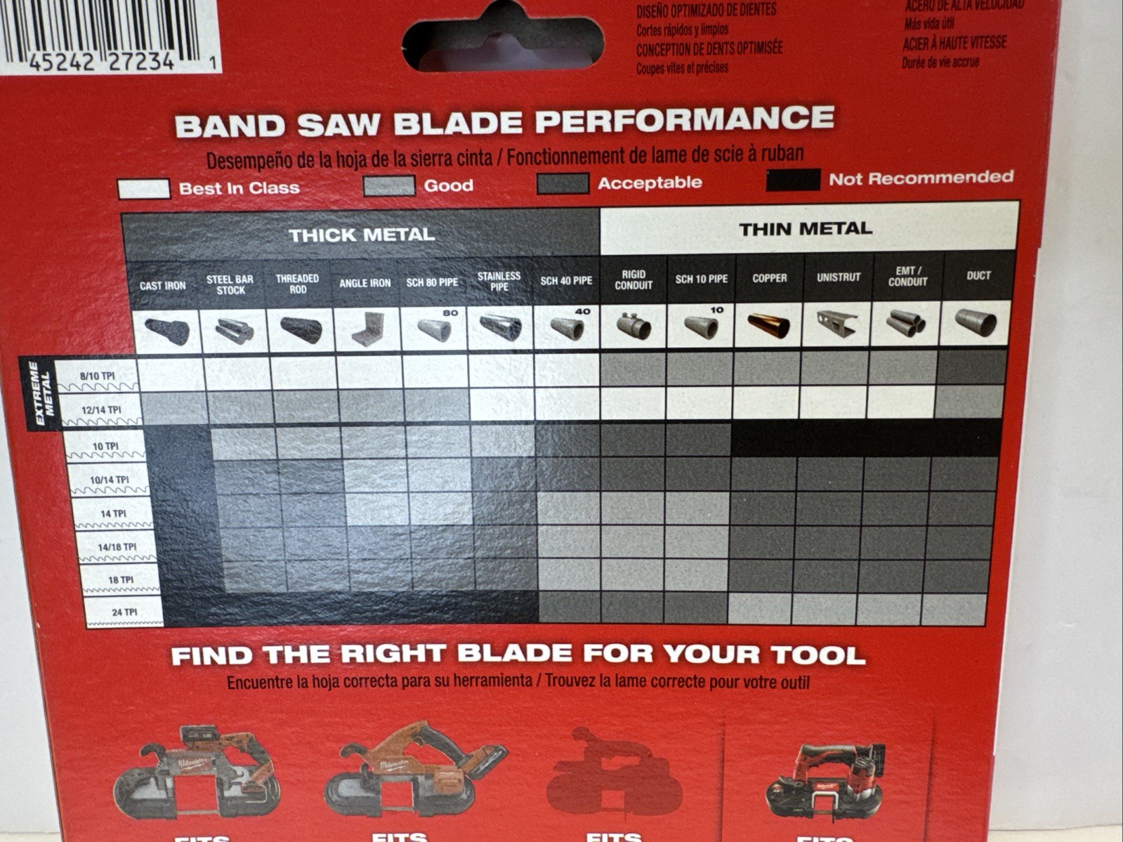 27″ x 1/2″ 18T Milwaukee 48-39-0572 Sub-Compact Portable Band Saw Blade 3 Pk