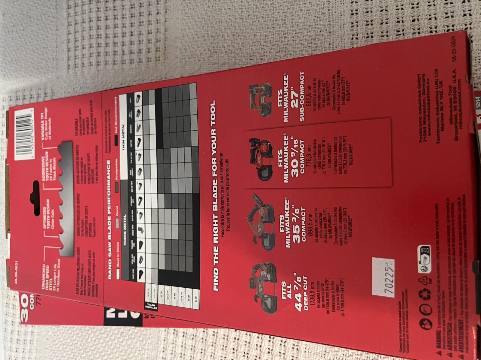 Milwaukee 48-39-0631 30-9/16″ 12/14Tpi Compact Exteme Metal Band Saw Blade, 3-Pk