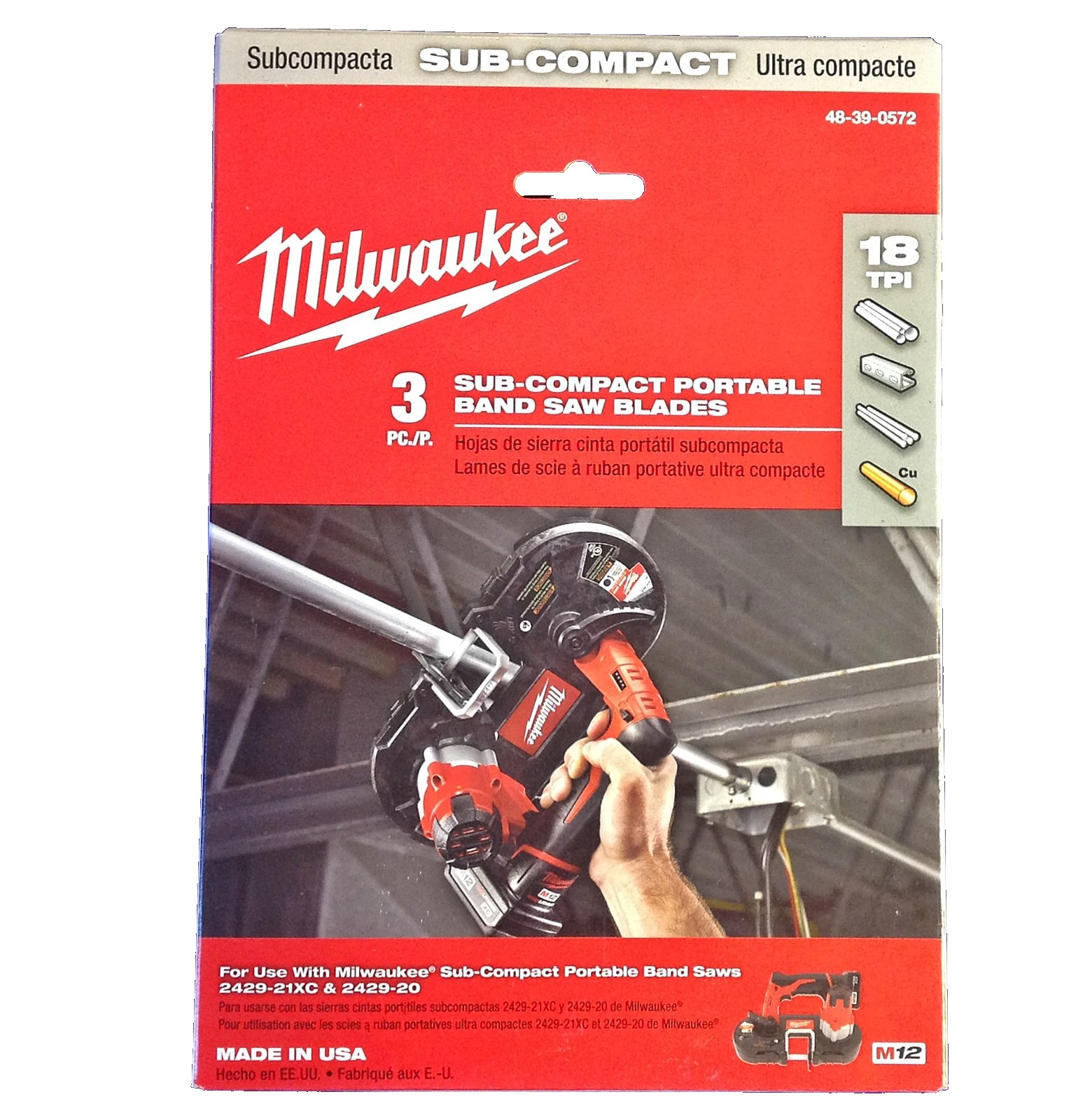 27″x1/2 18T Sub-Compact Band Saw Blade 12 LOT (4PAKS OF3 ) Milwaukee 48-39-0572