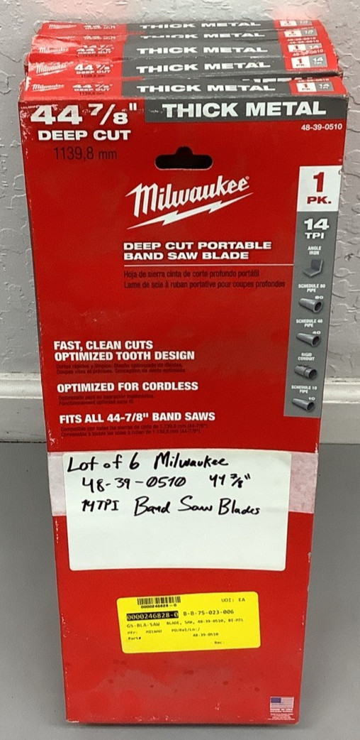 Lot of 6 Milwaukee 48-39-0510 44-7/8″ 14TPI Band Saw Blades (B97)