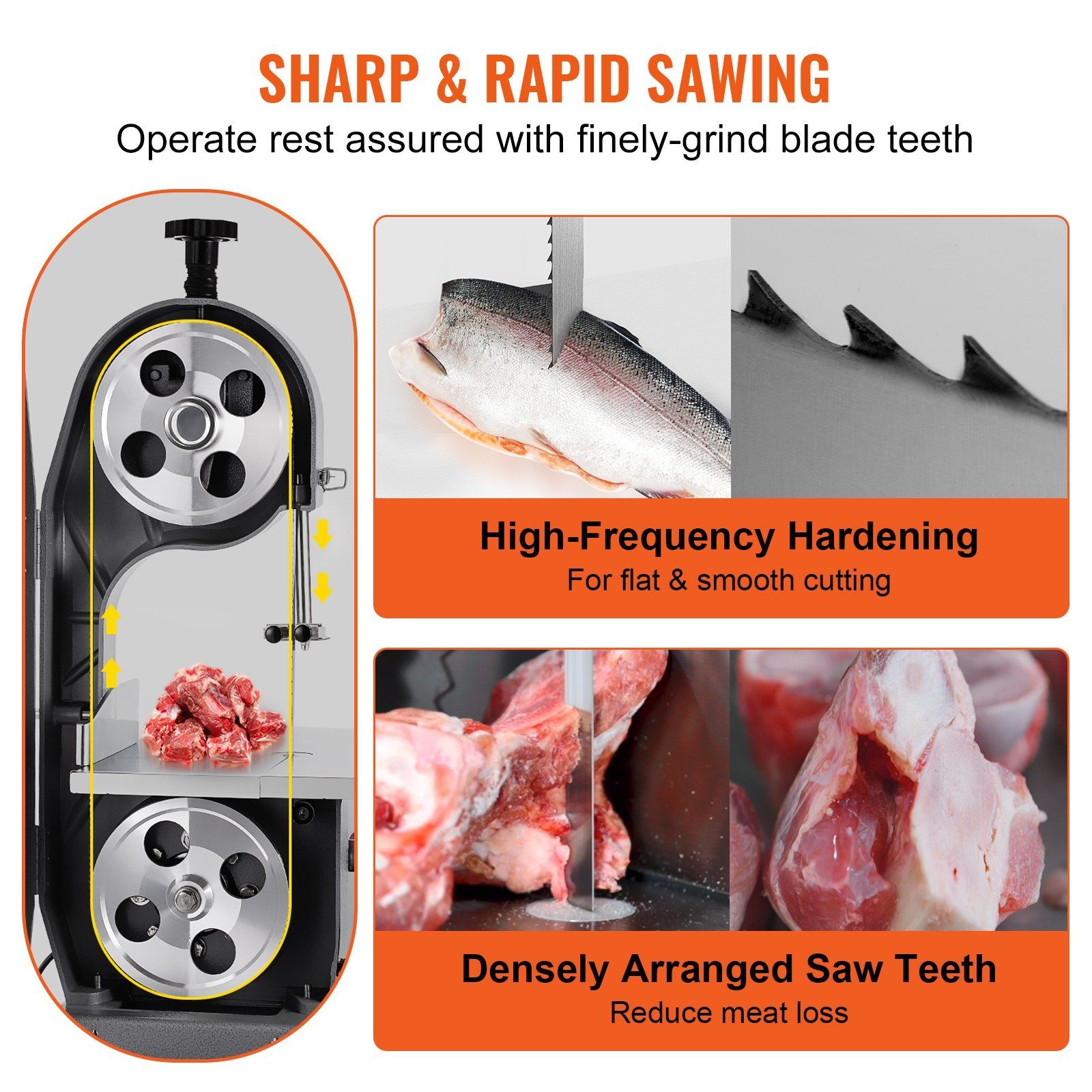 Carbon Steel 65×0.63×0.02in 5PC Replacement Blade for Meat Saw Rust Free Layer