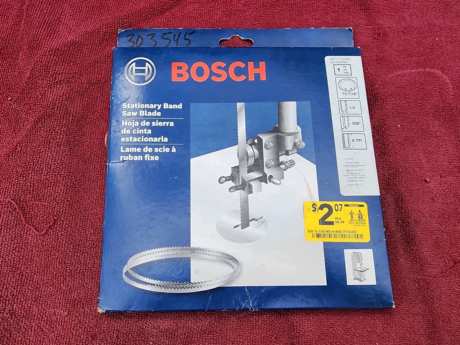 BOSCH Stationary Band Saw Blade BS72716-6W, New Old Stock