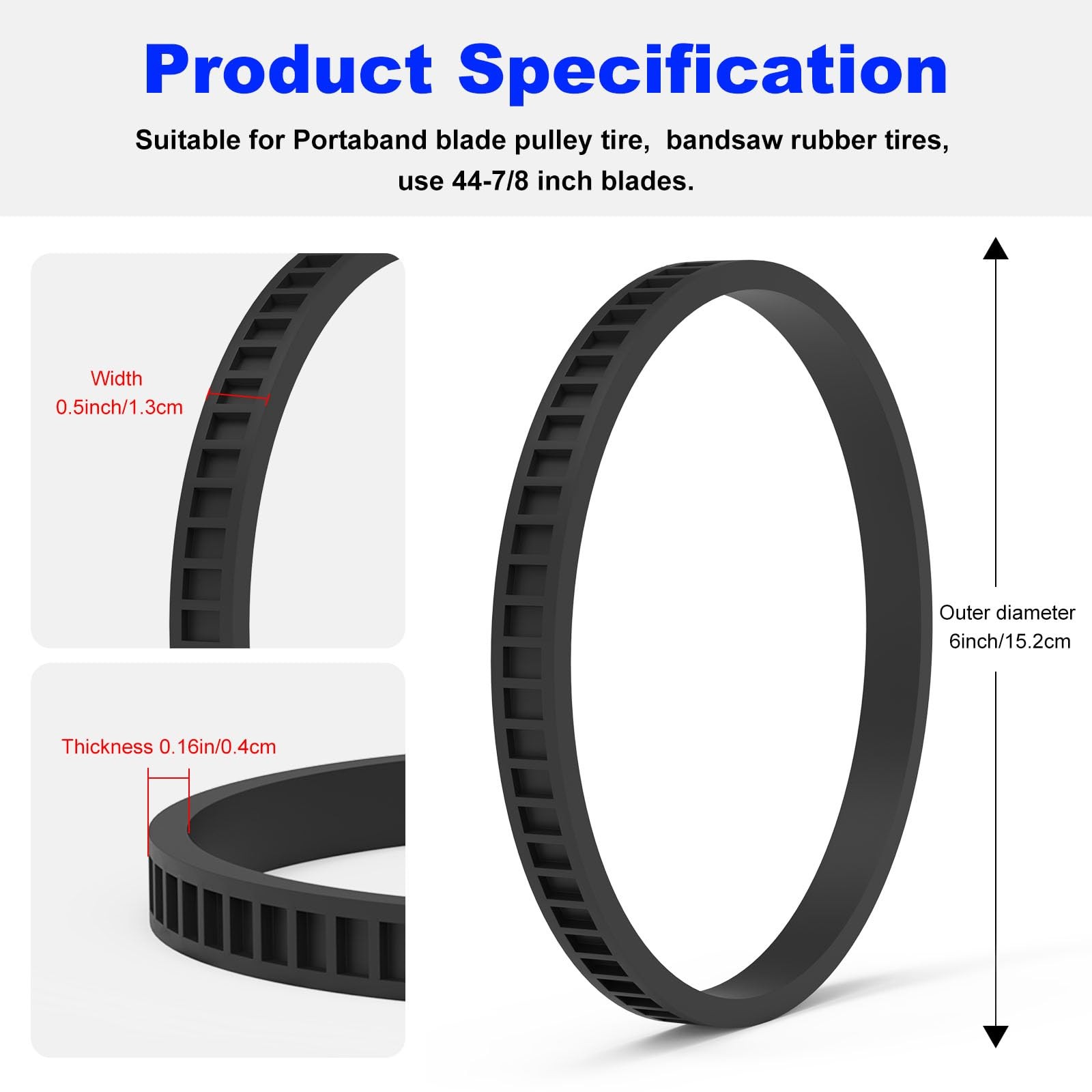 Replacement Bandsaw Pulley Tires 45-69-0010 for Portable Band Saws Black