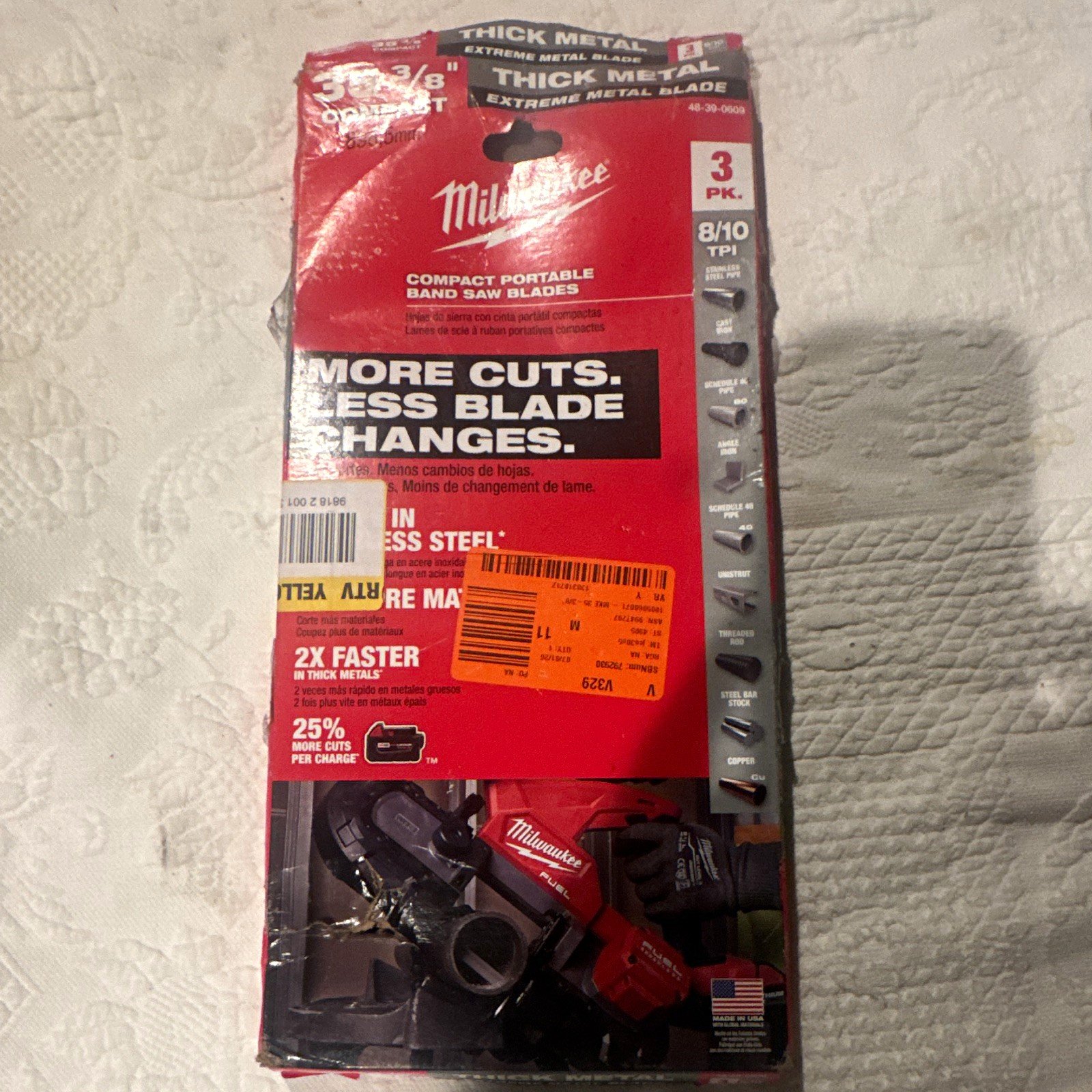 Milwaukee 48-39-0609 Band Saw Blade 35-3/8 in 8/10 TPI Bi-Metal 3pk New