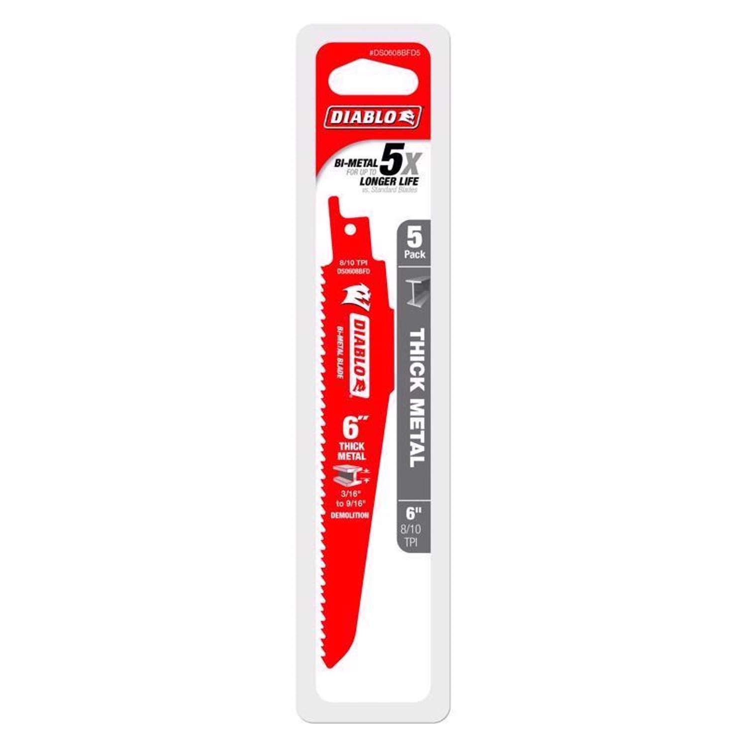 Diablo DS0608BFD5 Bi-Metal Reciprocating Blade 6 in. for Metal Demolition