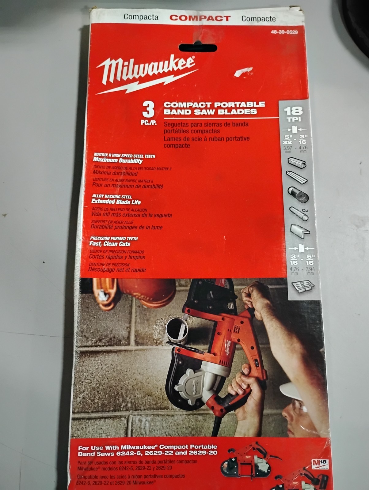 Milwaukee Compact Band Saw Blades – 18 TPI, 35-3/8 in., 3-Pack (48-39-0529)