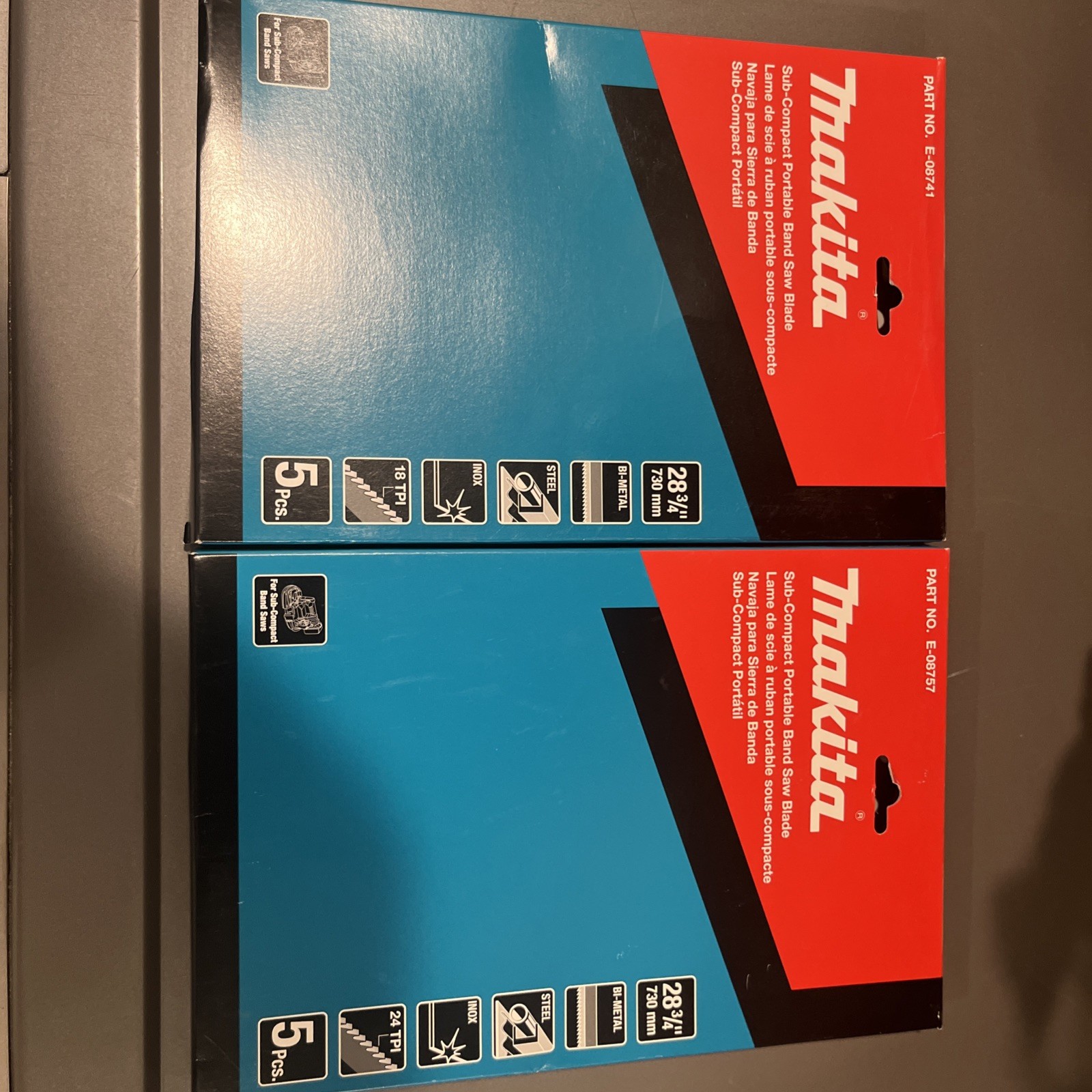 Makita Band Saw Blades 28 3/4”E-08757 24tpi And E-08741 18TPI 5 Blades Per Box