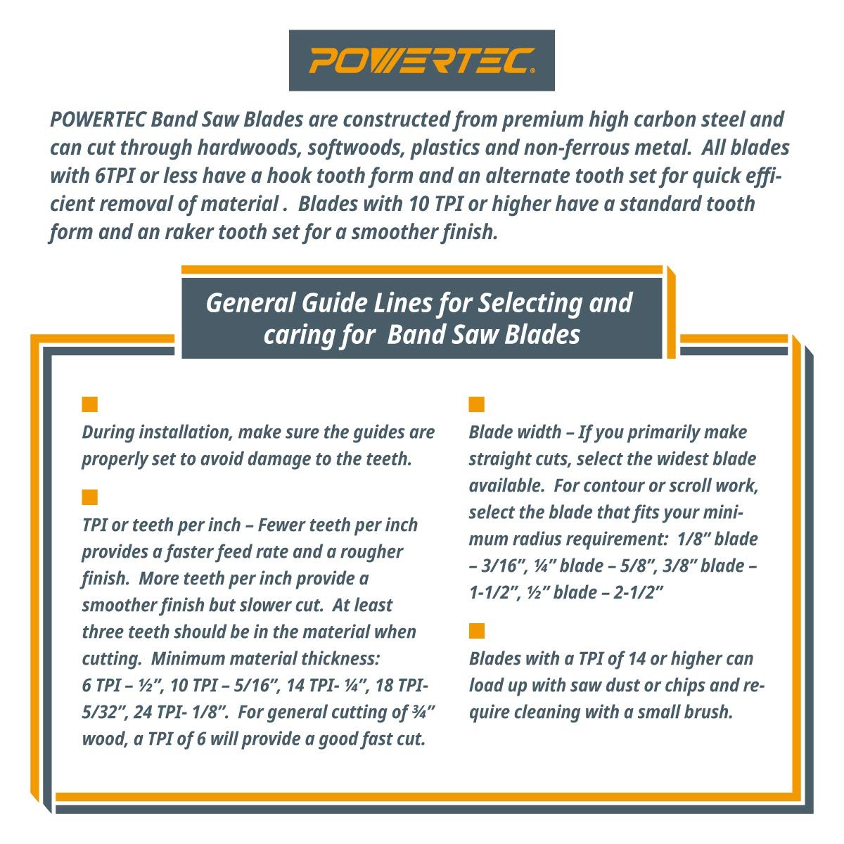 POWERTEC 67-1/2 Inch Bandsaw Blades, 1/8″ x 14 67.5″ x x 14TPI, Black