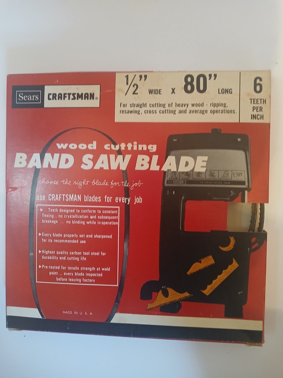 Craftsman Wood Cutting Band Saw Blade 1/2″ x 80″ 6 tpi NOS