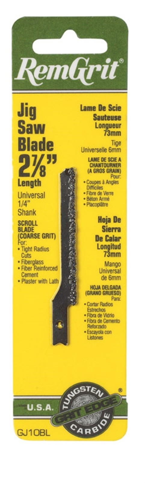 RemGrit E0406144 Carbide Coarse Grit Universal Jig Saw Blade 2-7/8 L in.