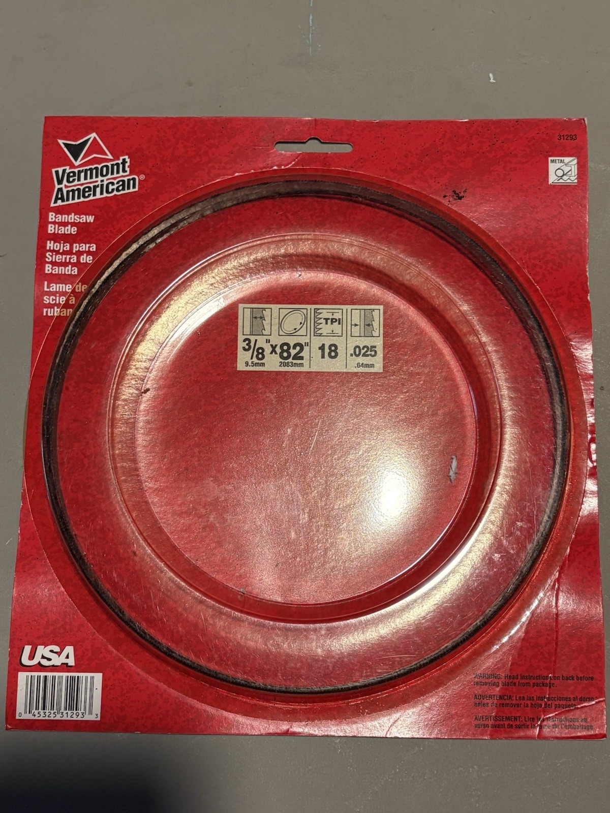 Vermont American ~ 82″x3/8″ Band Saw Blade, 18TPI, 31293, USA Made🇺🇸
