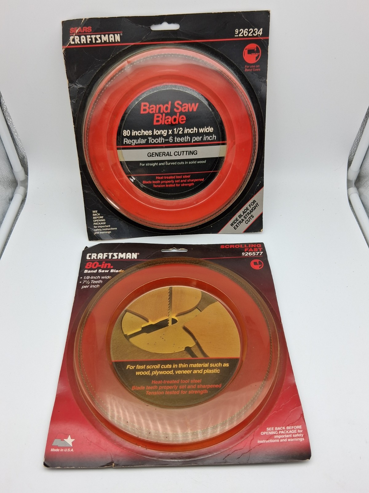 Lot of 2 Craftsman 80”x 1/8″ & 1/2″ Band Saw Blade Vintage NOS 926577 & 926234