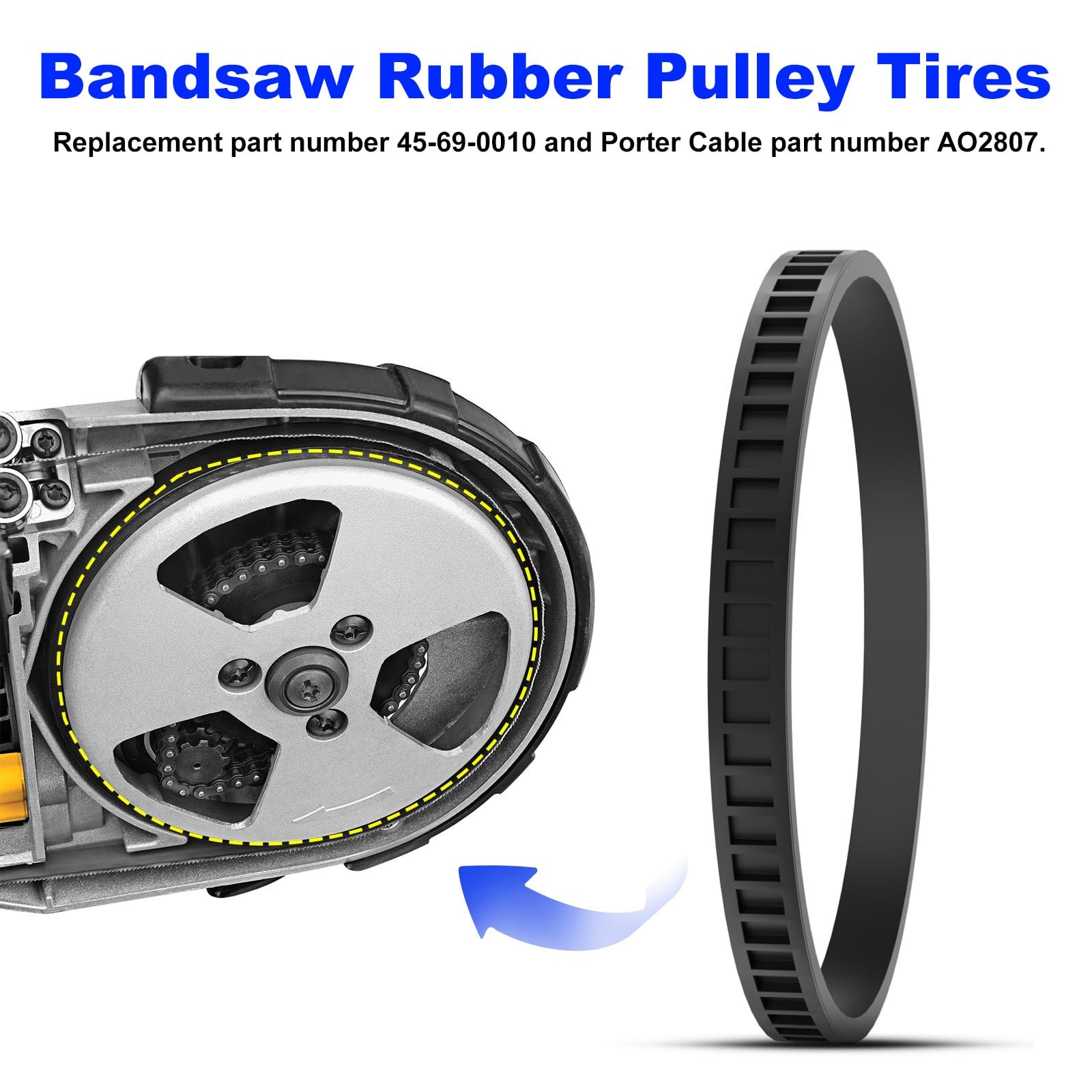 Replacement Bandsaw Pulley Tires 45-69-0010 for Portable Band Saws Black