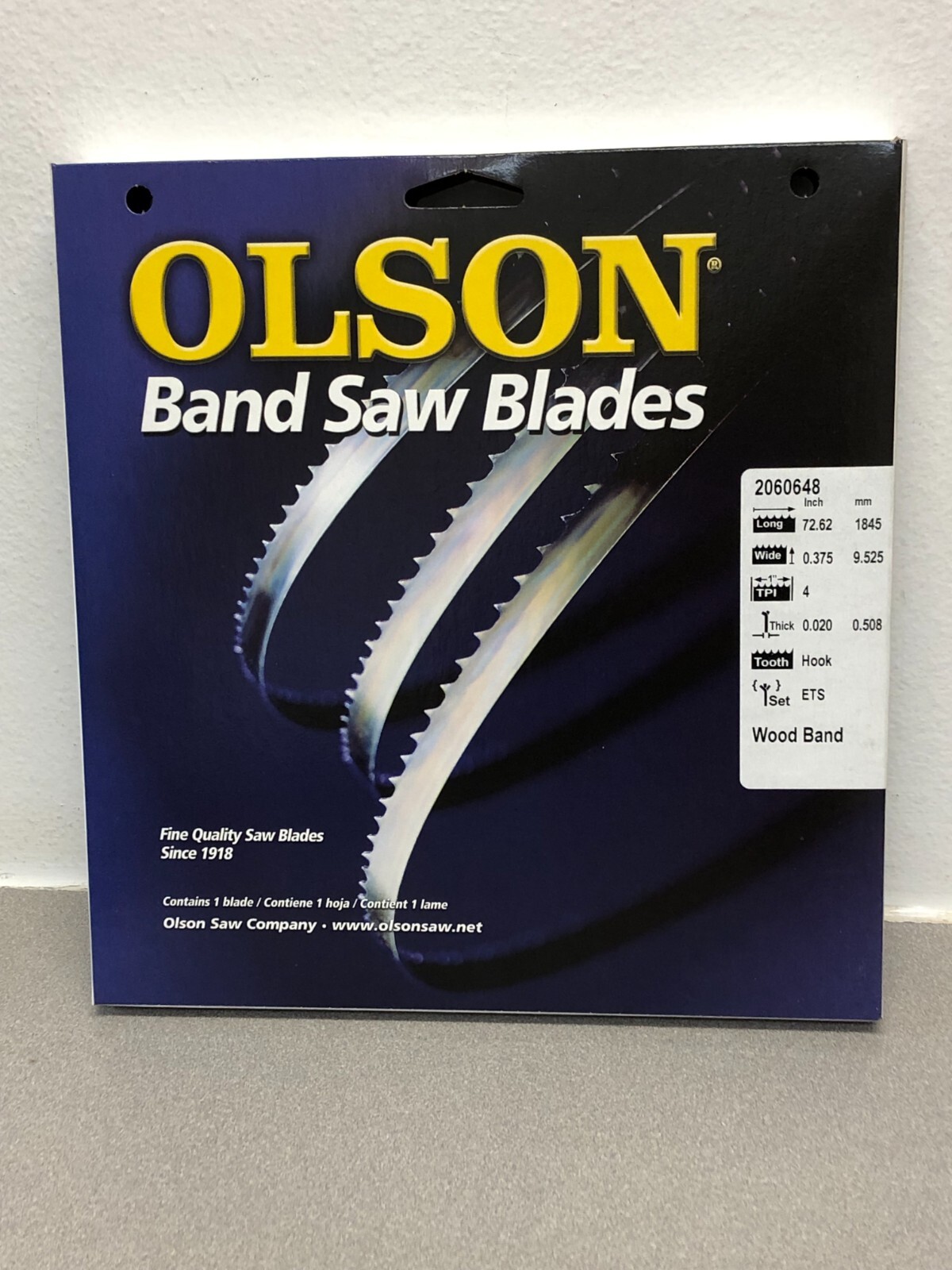 Olson WB58275DB 72.6 in. L X 0.4 in. W Carbon Steel Band Saw Blade