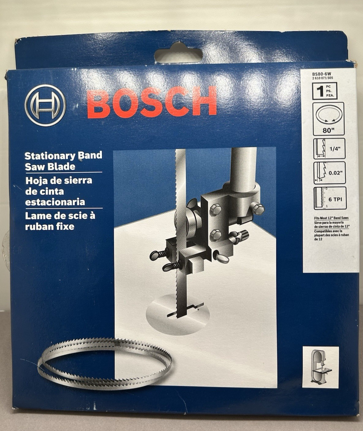 Bosch BS80-6W 80″ Bandsaw Blade 1/4″ width .020″ Gauge 6 TPI Fits Most 12″ Saws