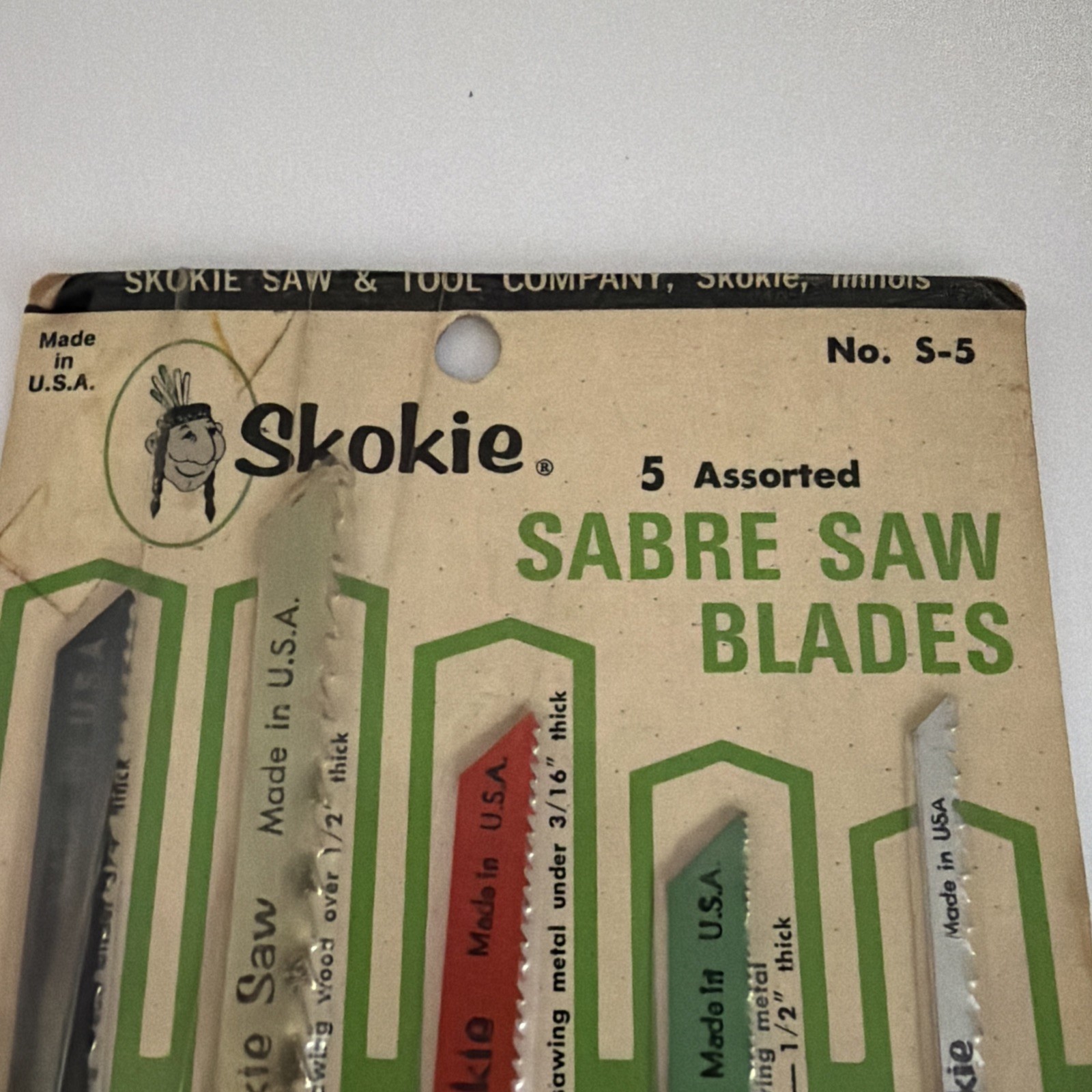 Vintage Skokie Uni-Shank Assorted Cutting Sabre Saw Blades No. S-5 NEW On Card.