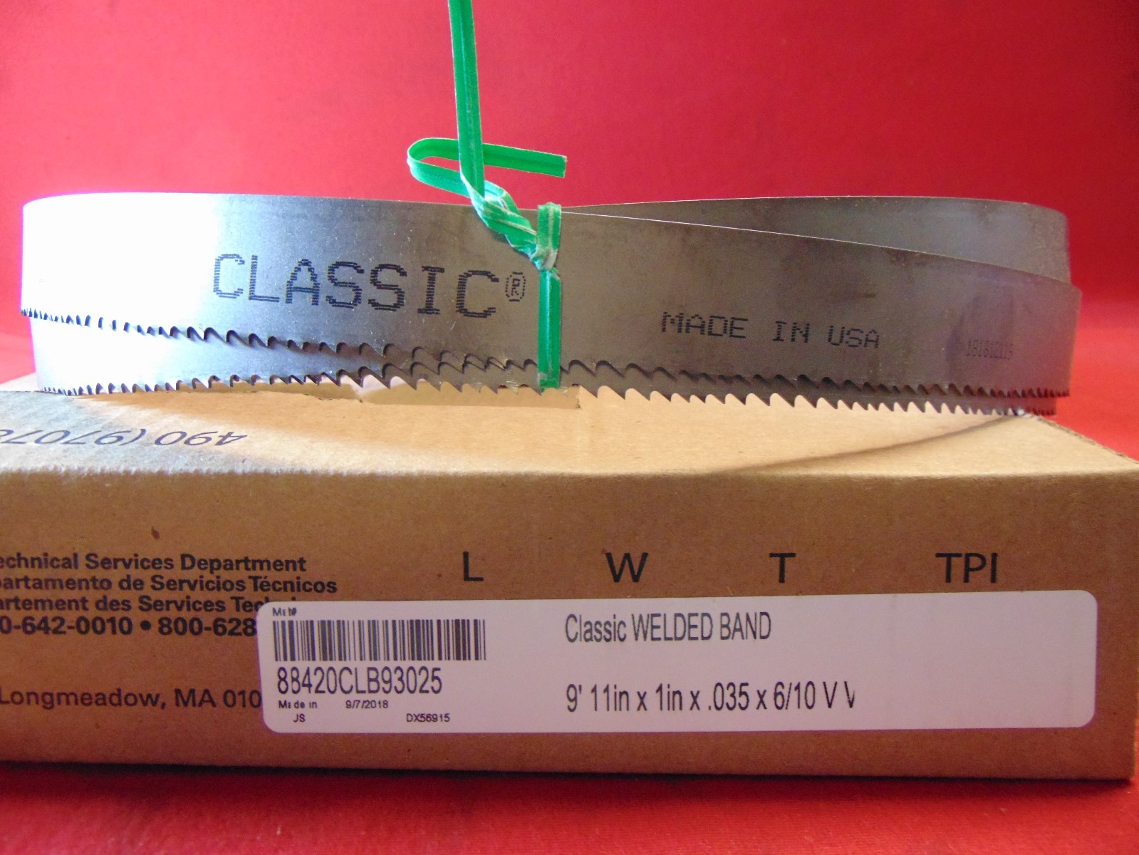 9′ 11″ x 1″ .035 6/10 TPI M-42 BIMETAL Band Saw Blade Lenox 88420