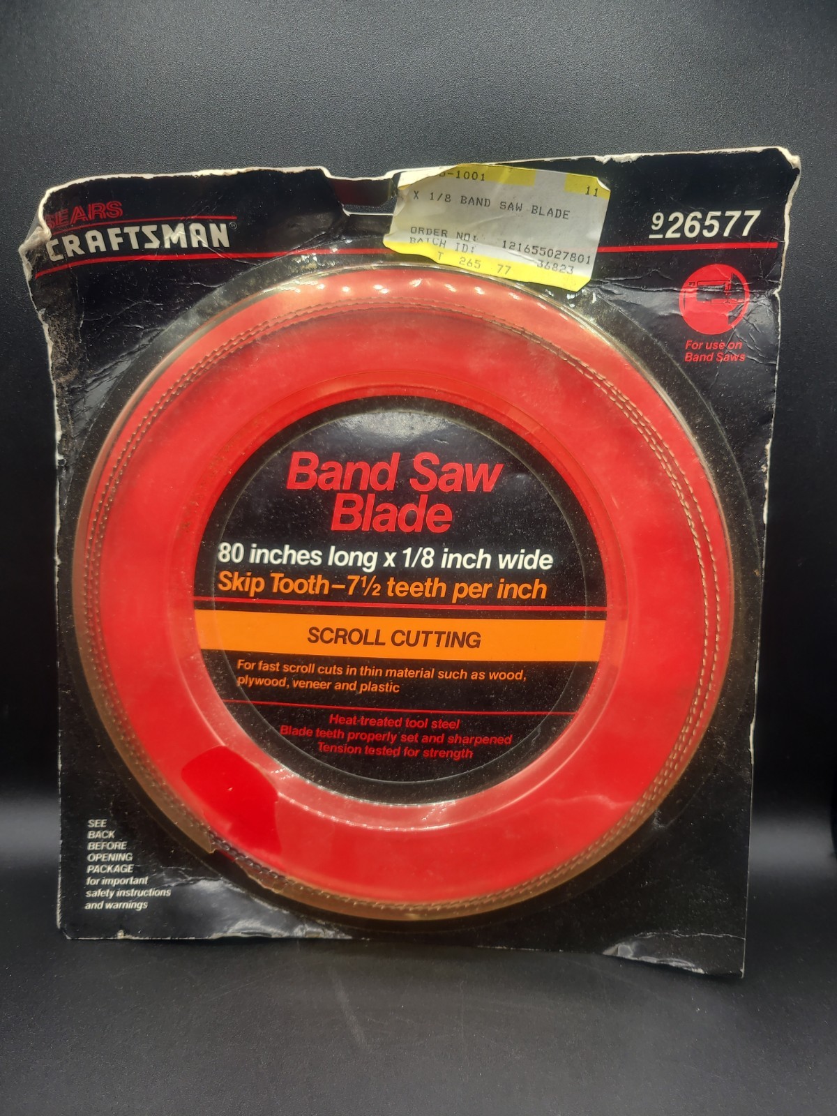 NOS Craftsman 926577 Band Saw Blade, 80″L X 1/8″ W 7 1/2 Teeth Per Inch.