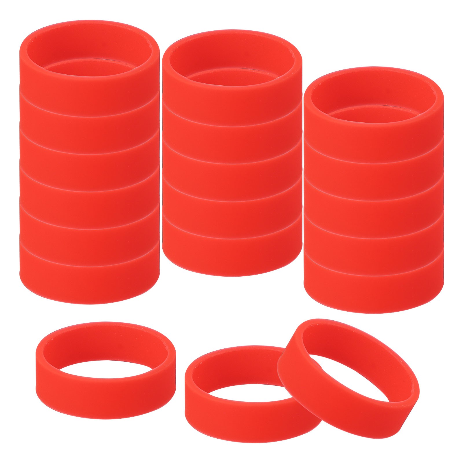30Pcs 0.8 x 0.28 Inch Silicone Wide Rubber Bands for Fashion Accessory Red