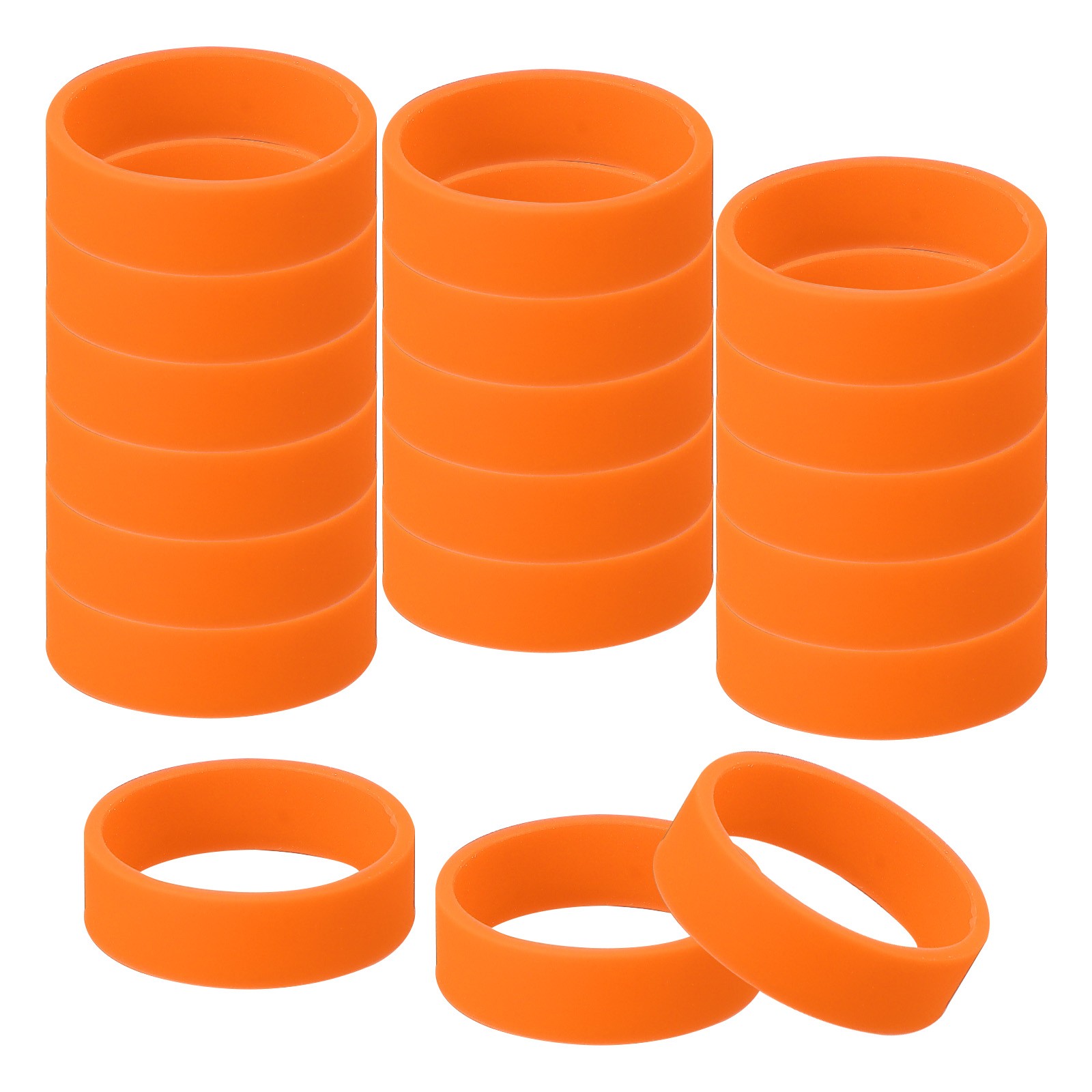 30Pcs 0.8 x 0.28 Inch Silicone Wide Rubber Bands for Fashion Accessory Orange